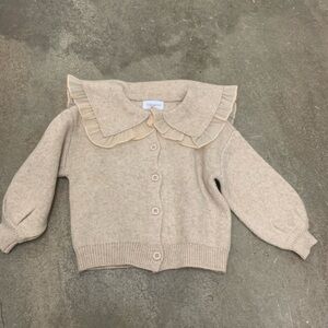 Guacamole girls Peter Pan Ruffled Collar Beige Cardigan